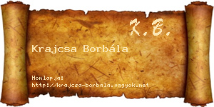 Krajcsa Borbála névjegykártya